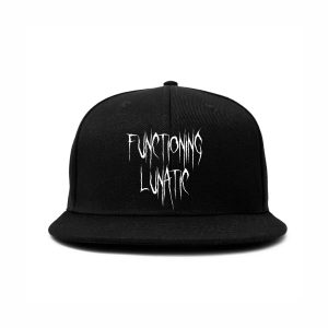 Black Flat Bill Cap - Distressed Font